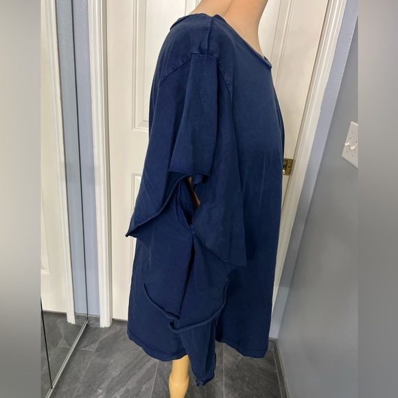 Frayed Jeans Flutter Sleeve Ruffle Top - Picture 3 of 9